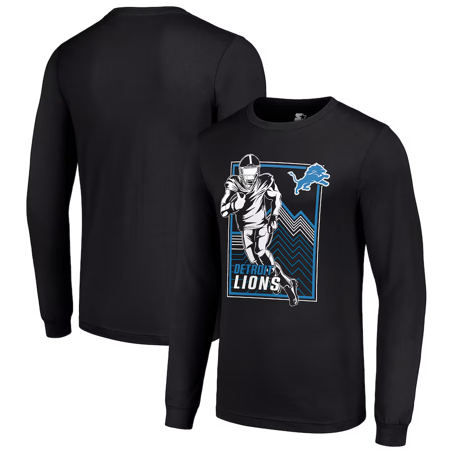 Men Detroit Lions black 2024 NFL Long sleeve T Shirts